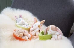 Nici 48708 Sleeping Pets Bunnies Hase Karamell 12cm Schlafend Im Körbchen Peach -Nici 48706 10 48707 48708 48709 Milieu 2048x1318